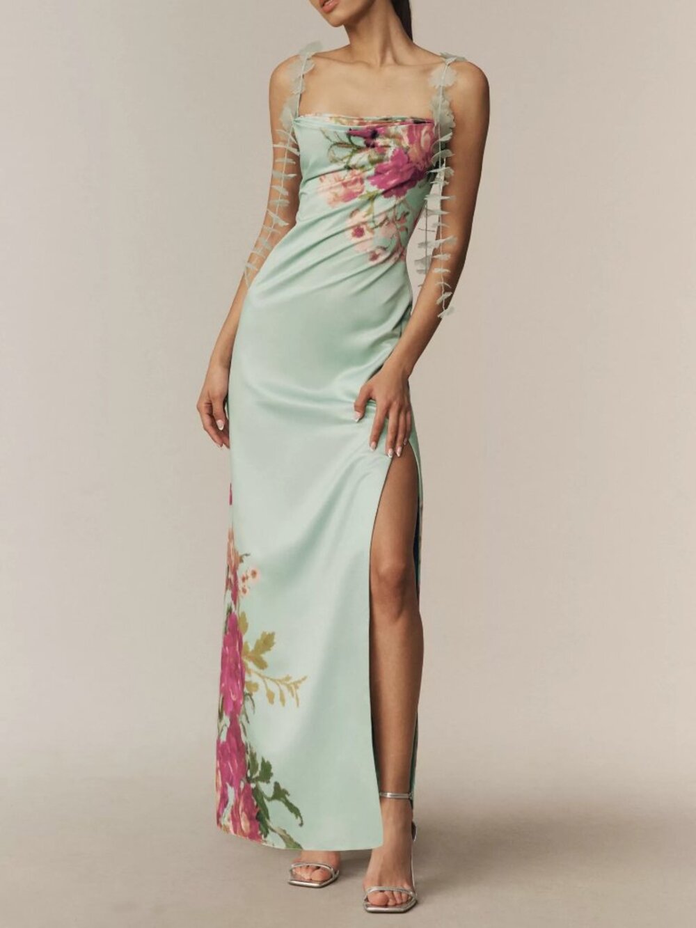 BHLDN Paisley 3D Embellished Side-Slit Maxi Dress